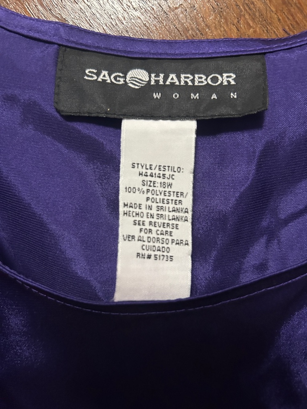 Sag Harbor purple satin sleeveless top. Size 18W - Picture 2 of 4